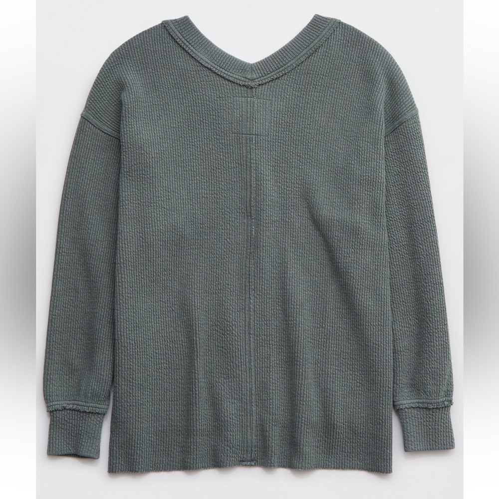 Aerie Wonder Textured V-Neck Sweatshirt - Picture 5 of 6